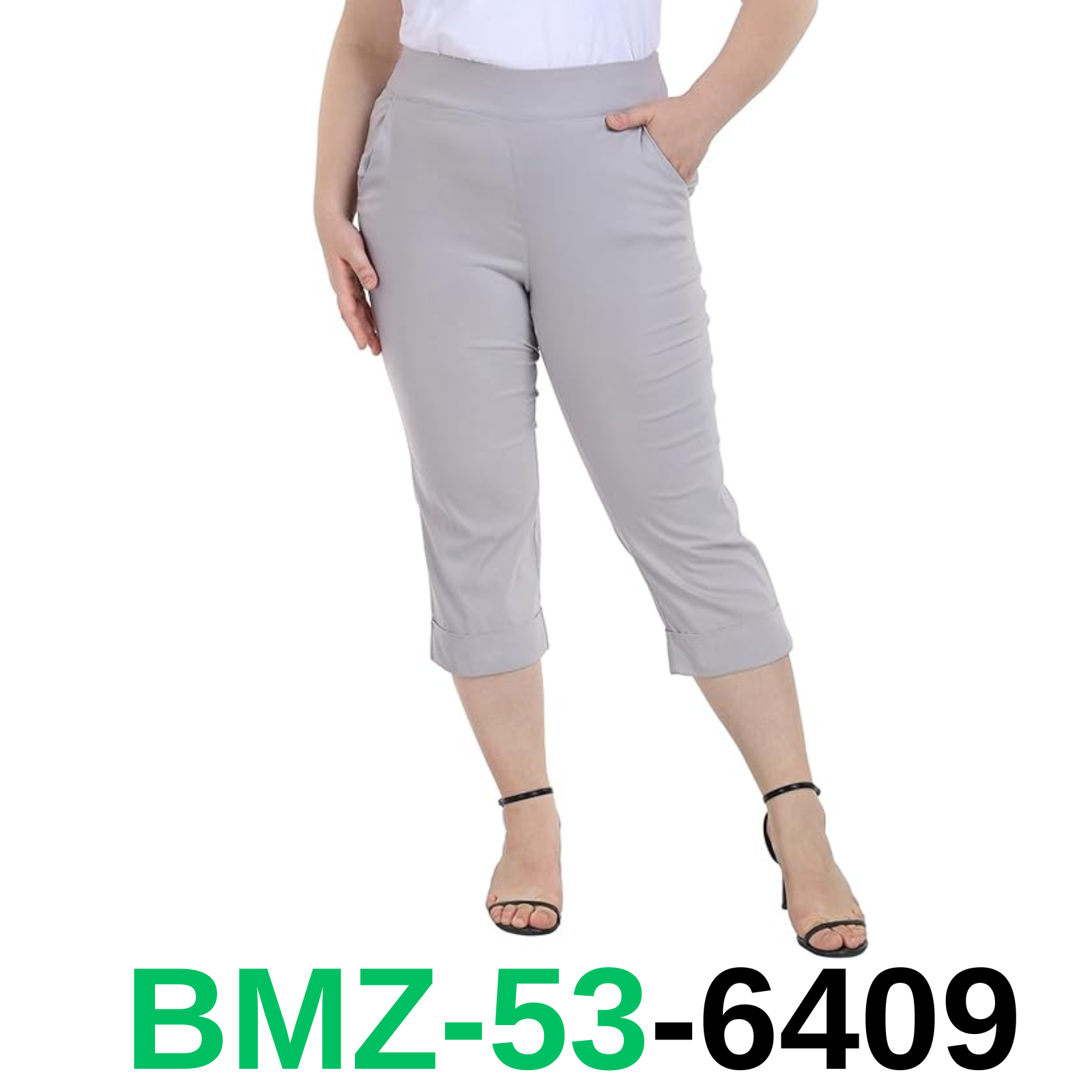HDE Plus Size Pull On Capris for Women Cool Gray - 3X