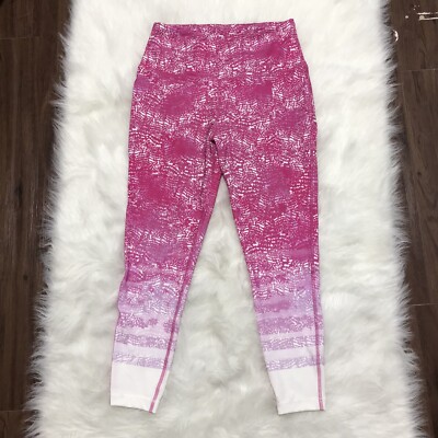 Zelos Motion Size L Women Curvy Ankle Length Pink /White Leggings Zip Pocket