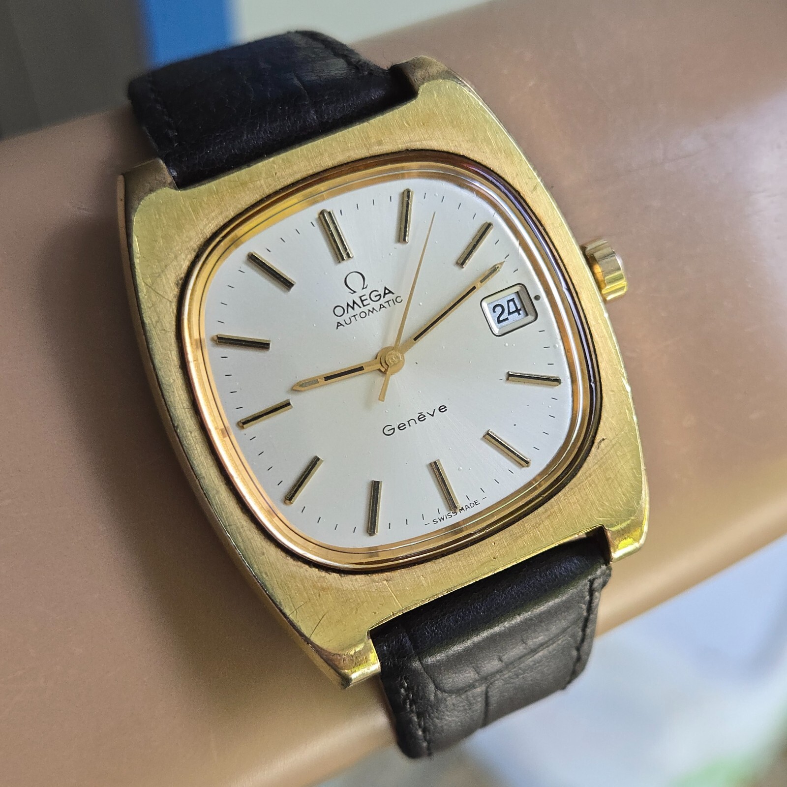 【名品・レア】OMEGA Geneve Cal.1012 Omega Geneve Cal.1012 Overhaul Vintage Date Gold Automatic