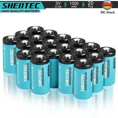 Shentec 20Pcs 1000mAh 3Volt CR-2 CR2 Lithium Akku Für DLCR2 KCR2 CR17355 DR2R