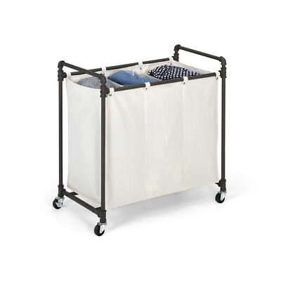02828003 Modern Industrial Style 3 Section Laundry Sorter 33.24โ  W X 17.10โ  