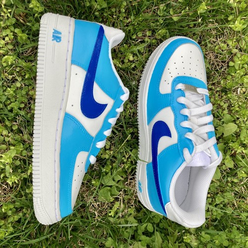 Pre-owned Nike Air Force 1 Custom Shoes Low Two Tone Blue Light Dark Men Women Kids Sizes