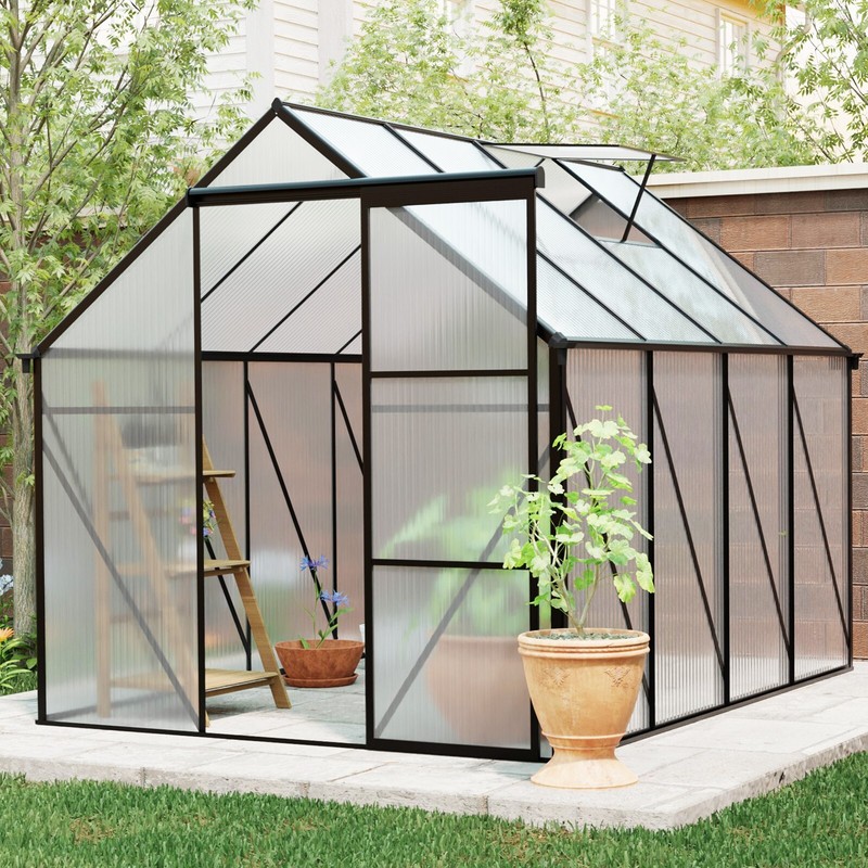 6x8 FT Polycarbonate Greenhouse with Polycarbonate roof and aluminum frame