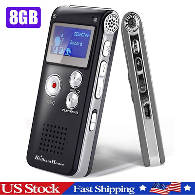 Digital Voice Recorder Dictaphone Audio Sound Recorder Mini Small Spy Lecture US
