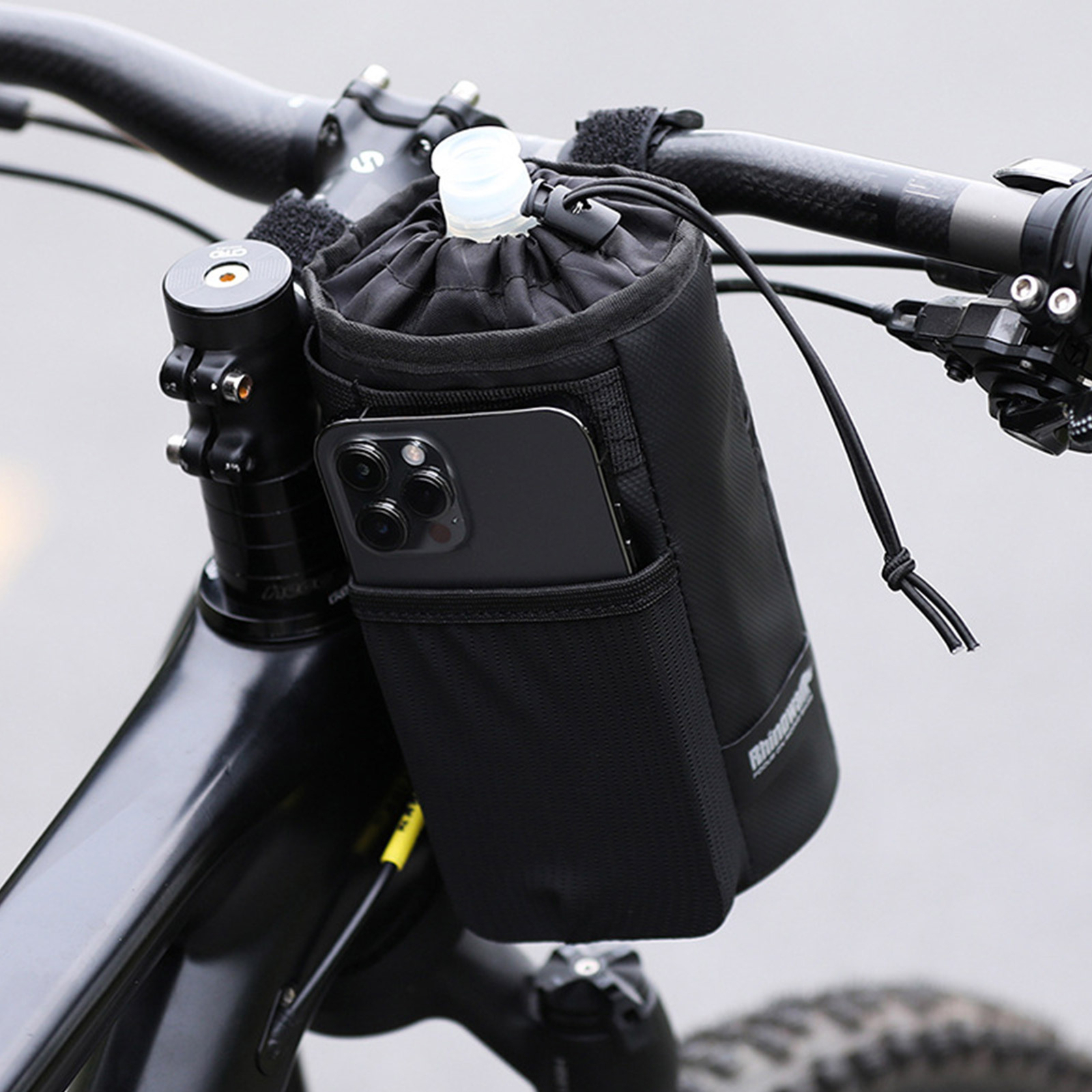 Thermal Lining Bike Cup Bottle Storage Bag Holder w/ Net Pocket for Stroller