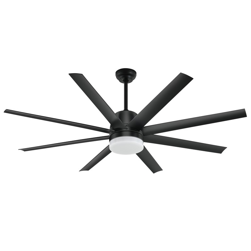 60" Black Ceiling Fan Dimmable LED 3 Color Indoor Outdoor Light Fan w/ 6 Speeds