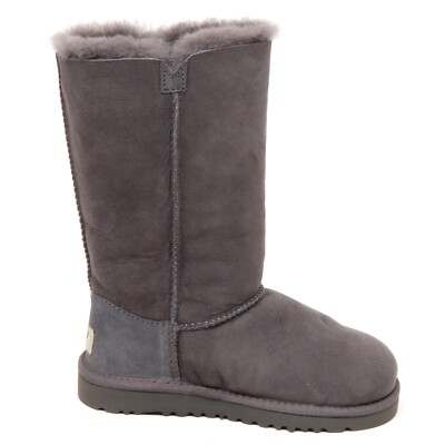 Pre-owned Ugg E7772 Stivale Bimba Grey  K Bailey Button Triplet Scarpe Boot Kid Girl In Silver