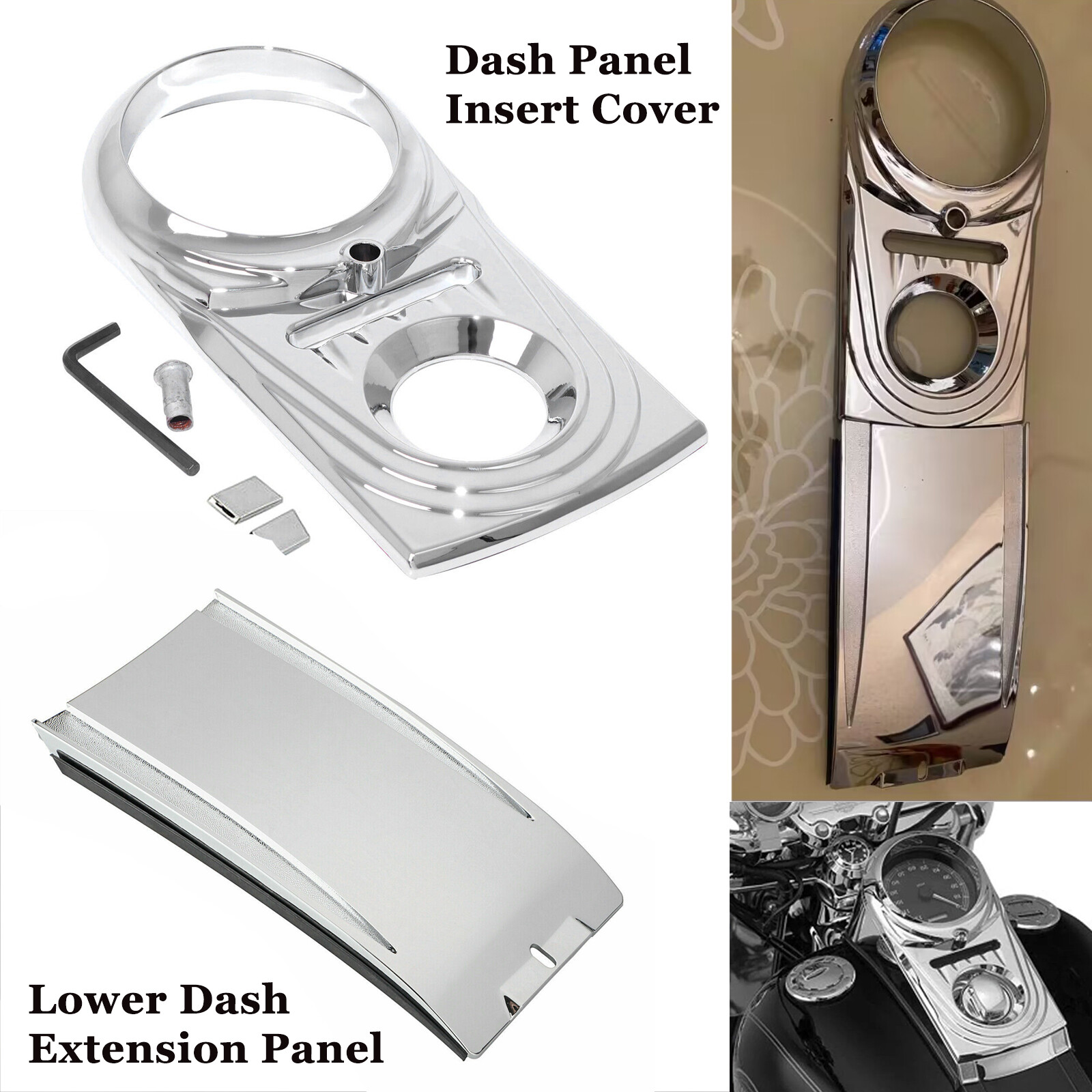Chrome Dash Panel Insert Cover Lower Extension For Harley Chrome Dash Panel Insert Cover Lower Extension For Harley