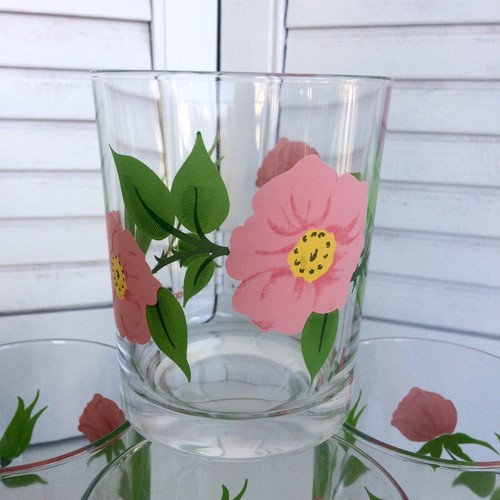 Franciscan Drinking Glasses Desert Rose On The Rocks 12 oz High Ball Set of 4