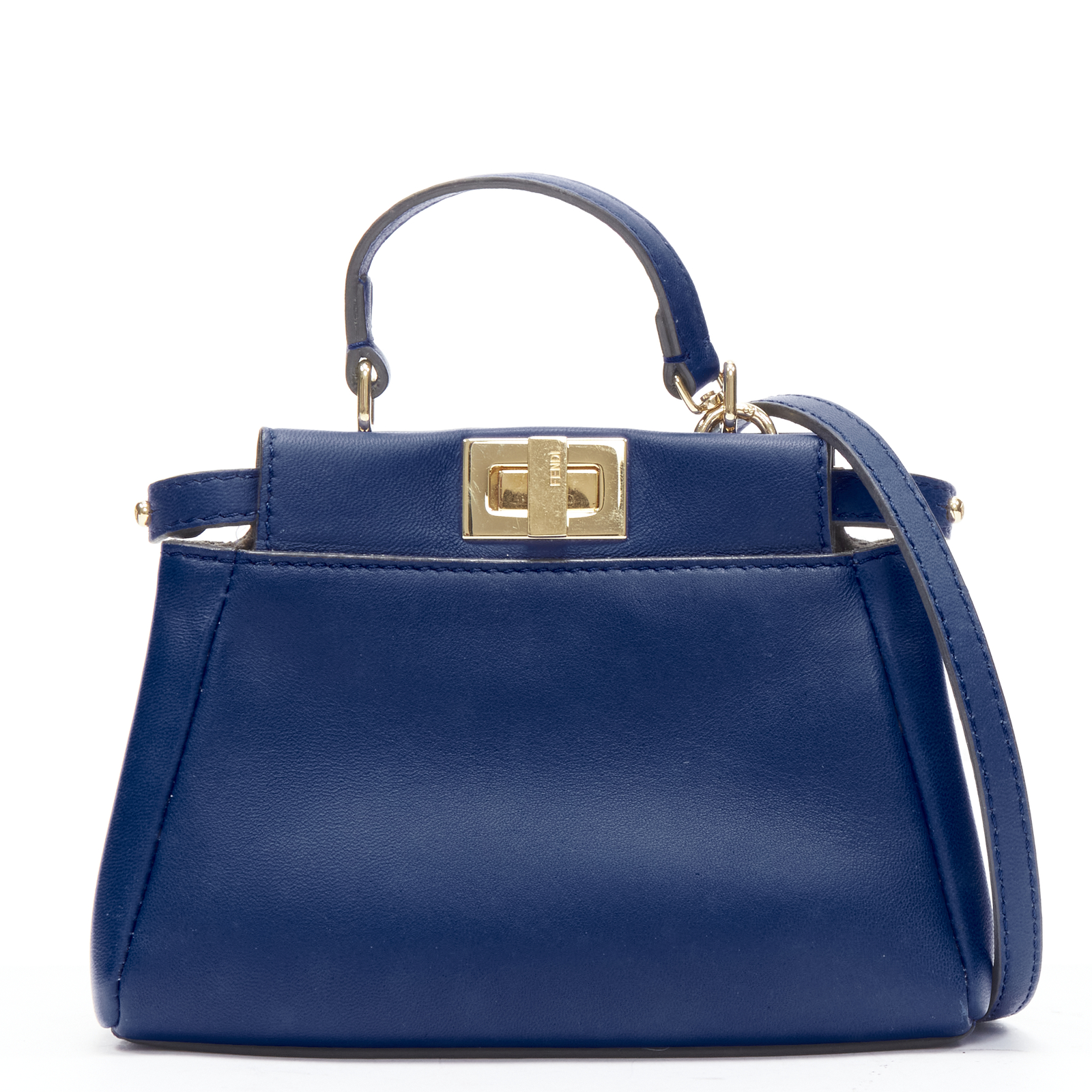 FENDI Micro Peekaboo blue leather gold hardware crossbody FENDI Micro Peekaboo blue leather gold hardware crossbody