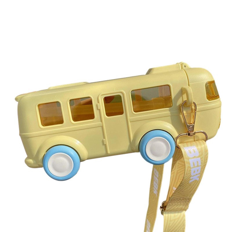 500ml Kids Straw Water Bottle School Bus Shape Drinking Cup Daily Water Bottle