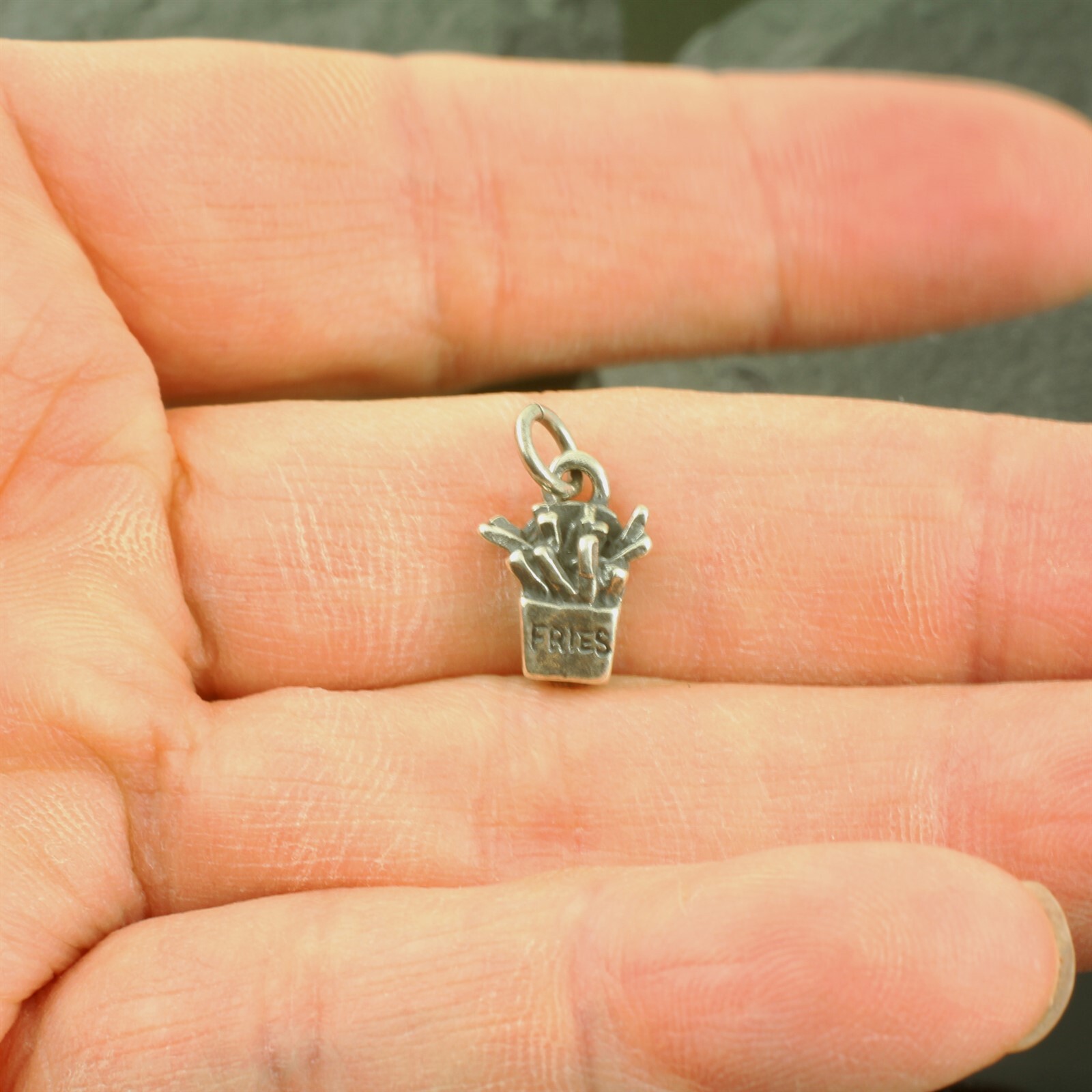 Genuine 925 Sterling Silver 3D French Fries Fry Charm Pendant