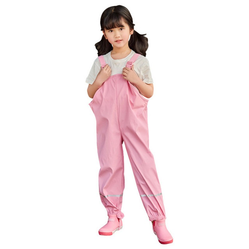 Kids Boys Girl Rain Suit Dungarees Waterproof Outdoor Fishing Jumpsuit Rain Pant