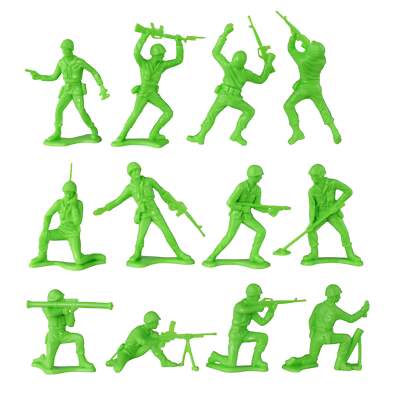 TimMee Processed Plastic Army Men 48pc LIME GREEN Tim Mee Toy Soldier Figures US