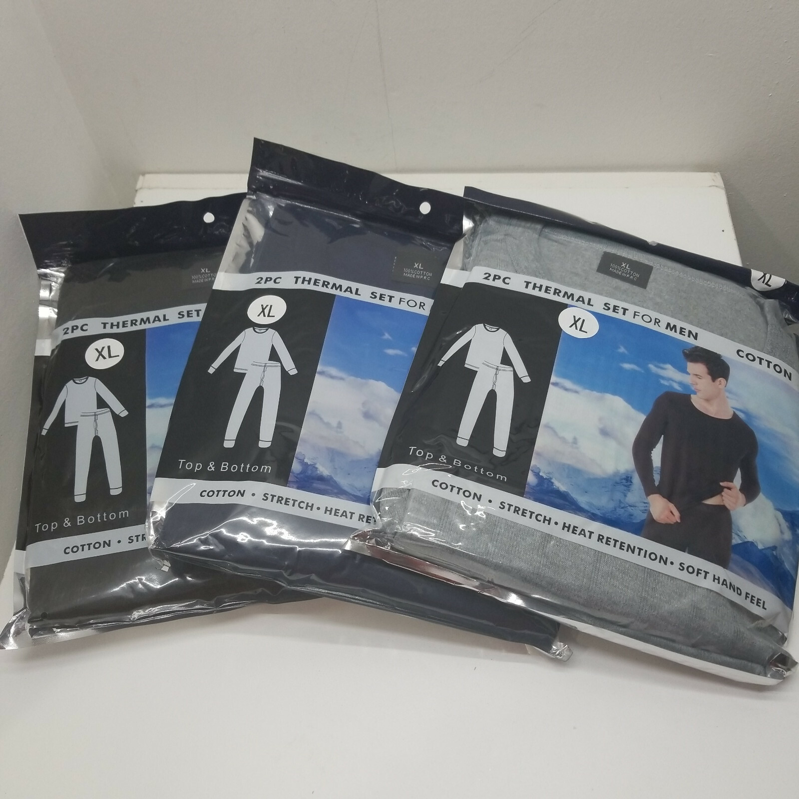 Mens 2pc Underwear Thermal Set 100% Cotton Long Johns Top Bottom Winter Warm