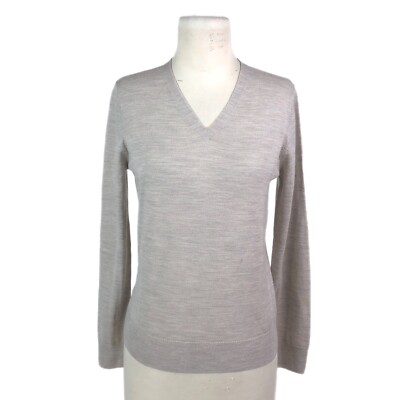 Muji Sweater Women's Small Beige Wool Silk V Neck Pullover Knit Japan Minimalist