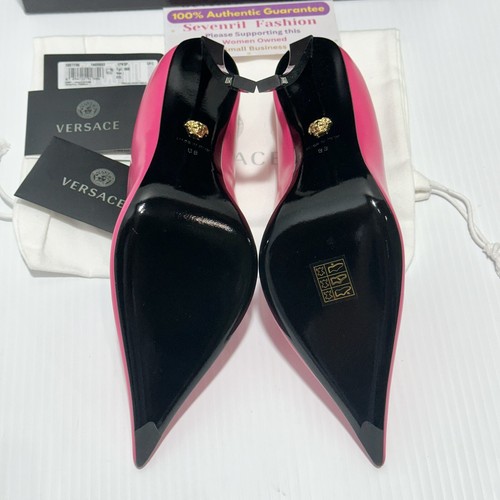 Pre-owned Versace Pin Point Leather Pointed Toe Pump Heels Pink Size 38/ 8 $1,325