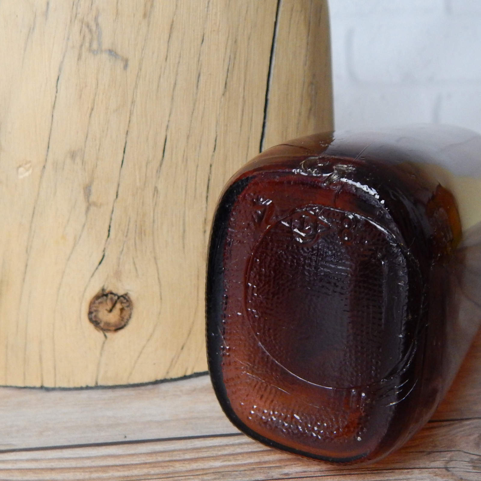 Vintage Set of 2 Amber Glass Brown Medicine Bottles Rexall Wide Mouth 8