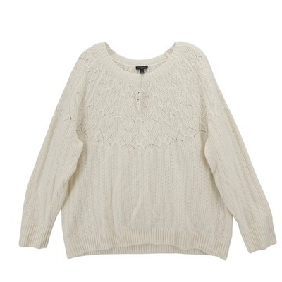 NWT TALBOTS Ivory Pointelle Round Yoke Sweater Cotton Blend Size 2X