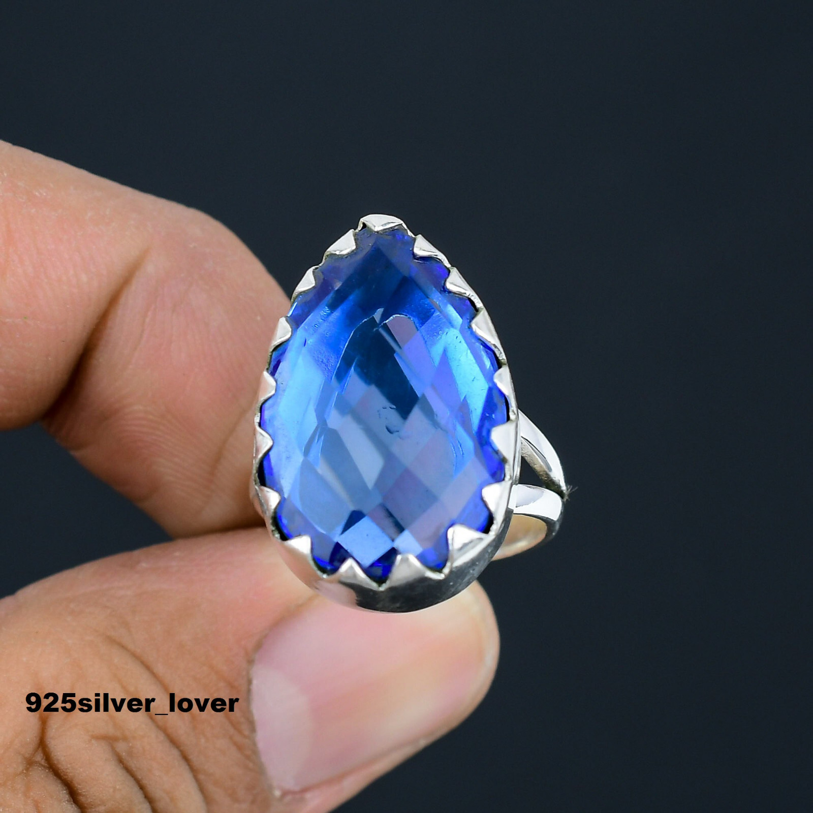 Blue Topaz 925 Sterling Silver December Birthstone Ring