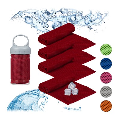 4x verkoelende handdoek - sporthanddoek - ijshanddoek - cooling towel - rood