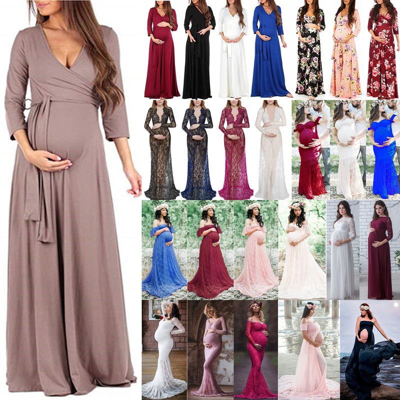 Damen Umstandsmode Umstandskleid Mutterschaft Blumen Stillkleid Schwangerskleid