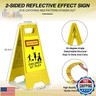 4 Pcs Reflective Slow Down Kids at Play Sign Double Sided 24 Inch Portable Handle Children At Play Warning Board Caution Safety Signs for Street Neighborhood Yard School Park Sidewalk (Yellow)