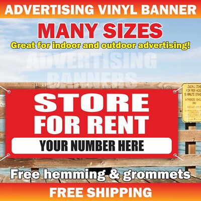 STORE FOR RENT Advertising Banner Vinyl Mesh Sign Shop Lease Realtor Garage