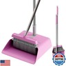 JOYMOOP Pink Broom and Dustpan Set with 56” Handle, Upright Angle with Built-in Comb Teeth for Hardwood Floors and Pet Hair