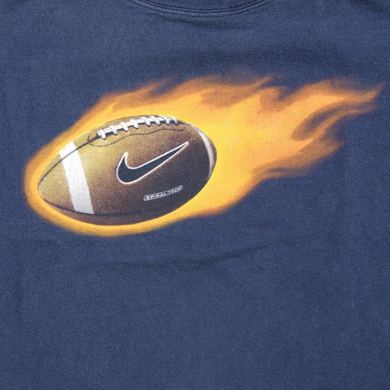 Rare Vintage NIKE Flame Fire Football Long Sleeve Ringer T Shirt
