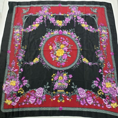 Beautiful 100% Seta-soie~ Reine Seide ~M.S. Silk~ F   Floral Scarf
