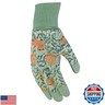 Digz Women's Leather Palm Garden Gloves with Knit Wrist, Coral Floral Pattern, Medium