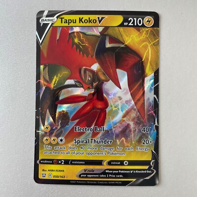 Pokémon Battle Styles #50 Tapu Koko V Full Art Holo Ultra Rare
