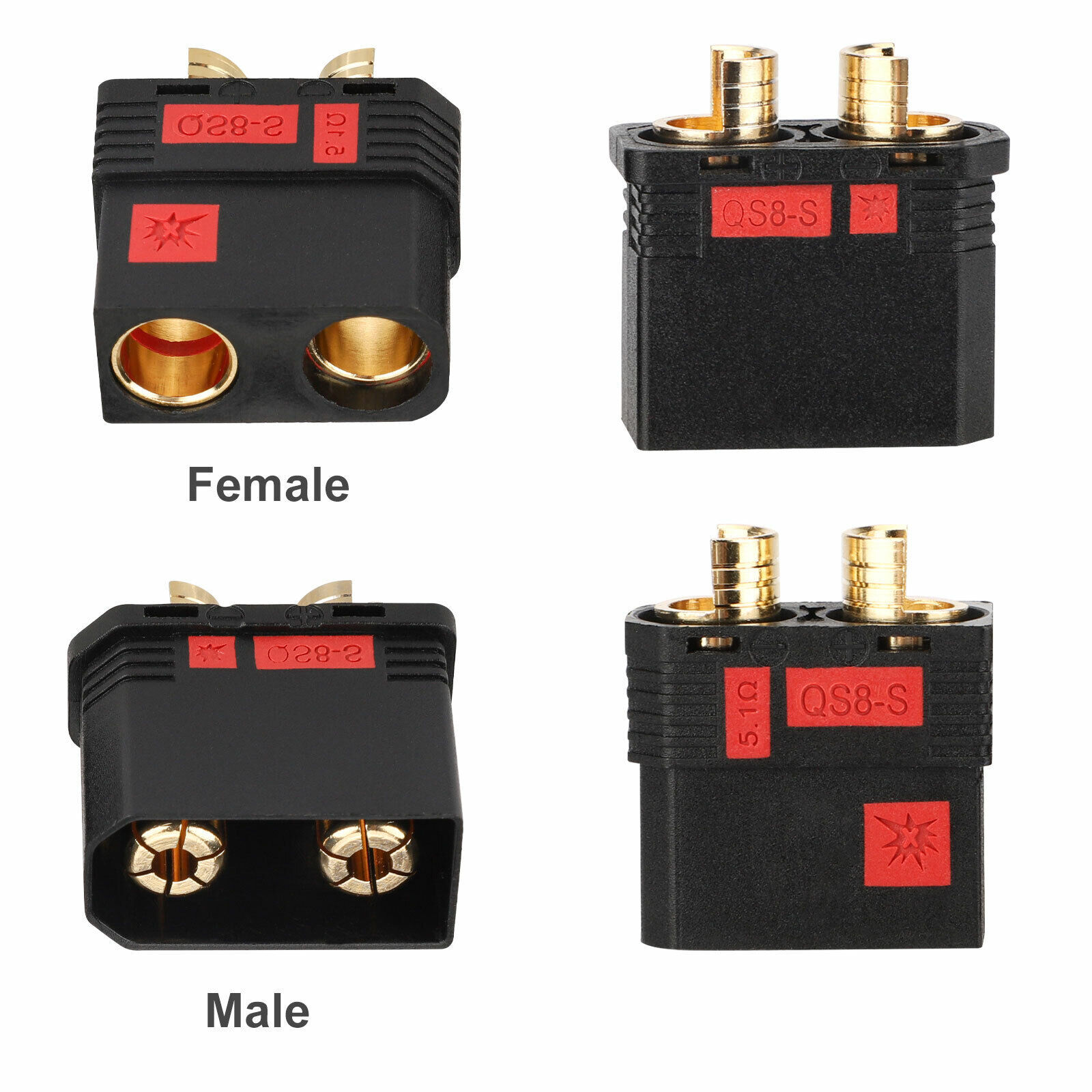 1 Pair QS8 Anti-Spark Connector Set Male And Female for RC Lipo Battery RC Car