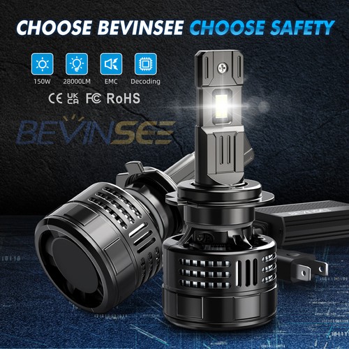 BEVINSEE V55 H7 LED Headlight Bulbs Single Beam Replacement Light 150W White 12V