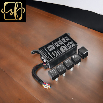 12V Fuse Relay Box 6 Relays 6 Slots ATC/ATO Blade Fuse Holder 4Pin 5Pin Style 40