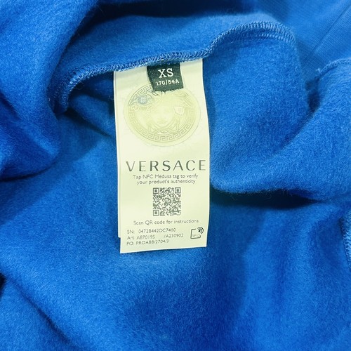 Pre-owned Versace Men's Embroidered Logo Blue Sweatshirt Size Xs $800