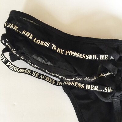 NWT Marlies Dekkers She Longs to be Possessed Black Thong Sz M