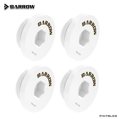 4 Pcs Barrow G1/4'' Stop Plug Fitting Low Profile Internal Hex Socket TBLDS White