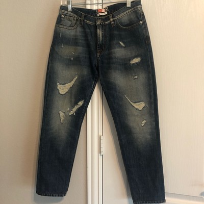 Made in Italy MSGM Ripped Distressed Destroyed Cropped Jeans Women 38 Cotton