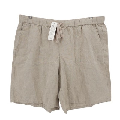 NWT EILEEN FISHER 100% Organic Linen Mid Thigh Shorts Unnatural Beige Size 1X