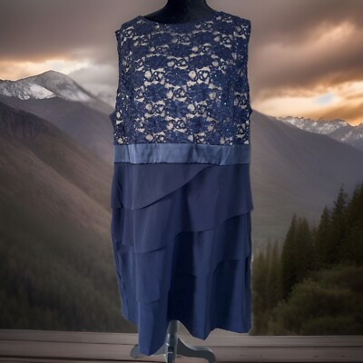 Women s New Without Tags Navy Blue Lace Sleeveless Formal Dress Size 24w