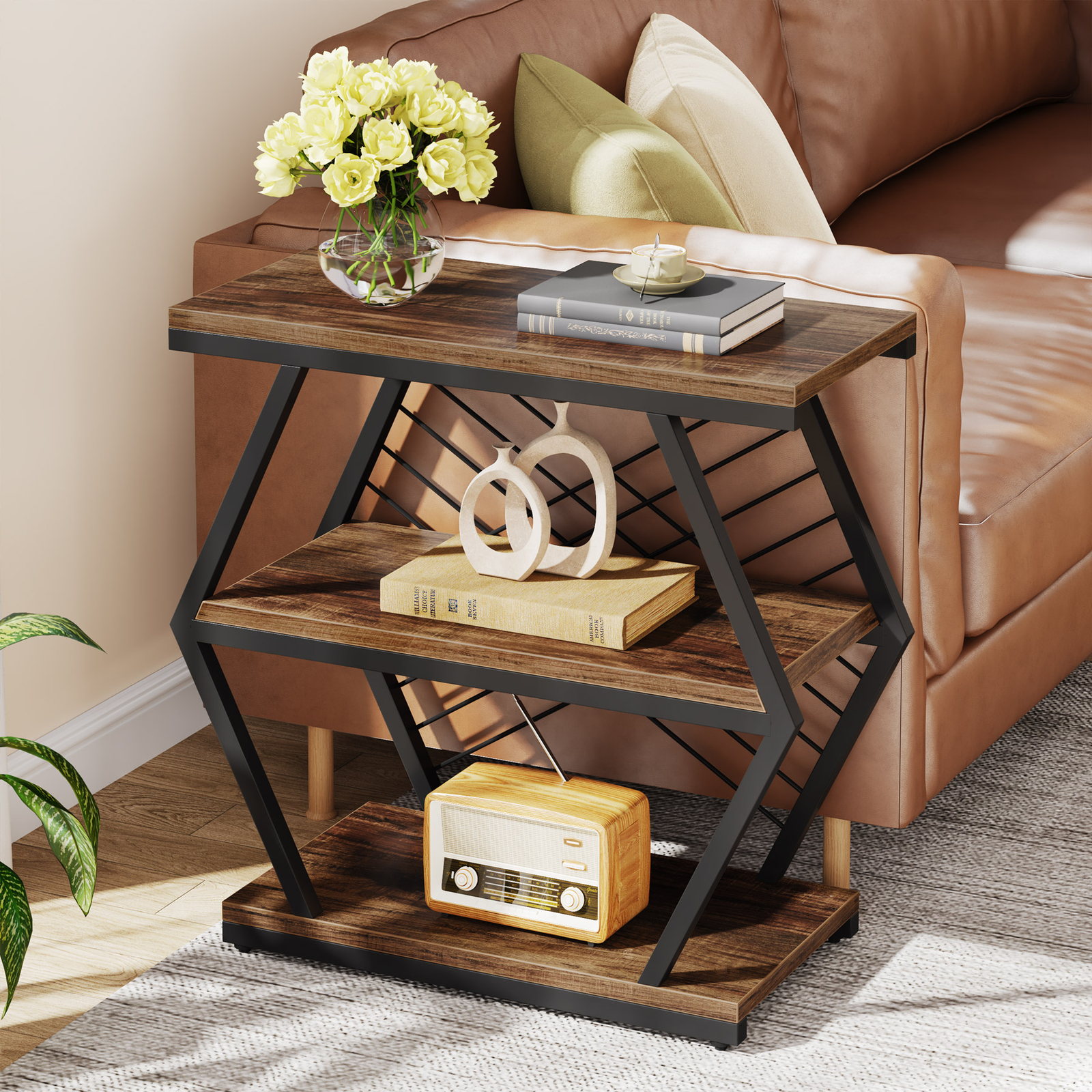 Tribesigns 3-Tier Side End Table Nightstand with Storage for