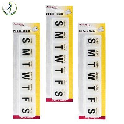 3X Assured 7 Day Pill Box Medication Organizer Medicine Holder Large Compartment