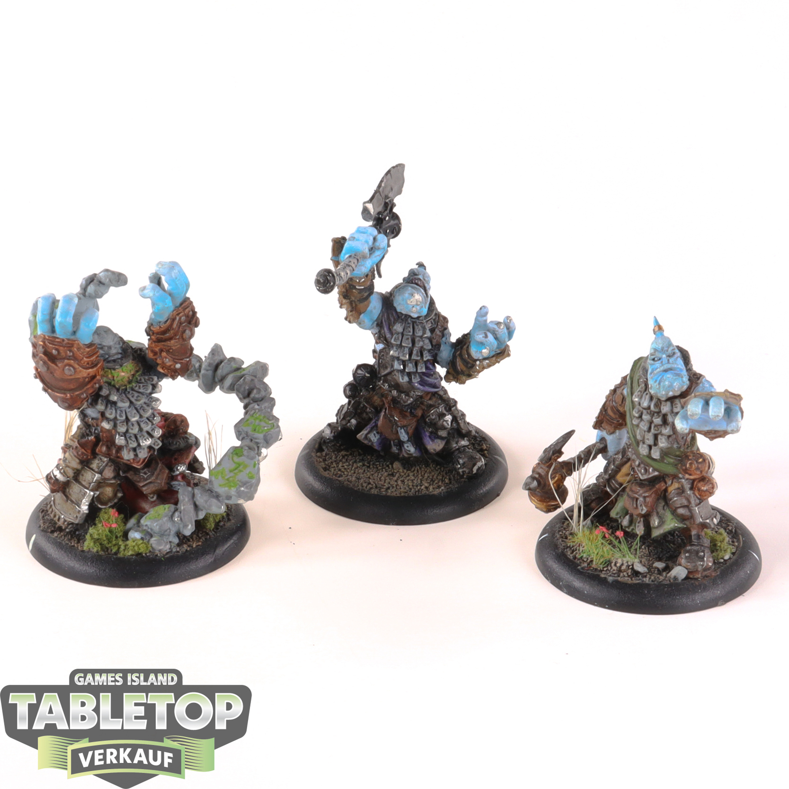 Privateer Press - Hordes - Trollbloods - 3 Trollkin Runeshapers - gut bemalt