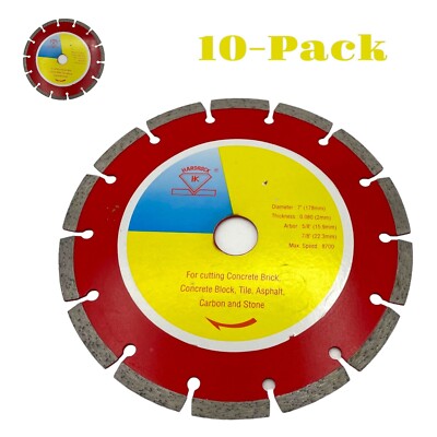 10 Pack 7'' Diamond Saw Blade Cutting Concrete Bricks Stone Premium Segmented