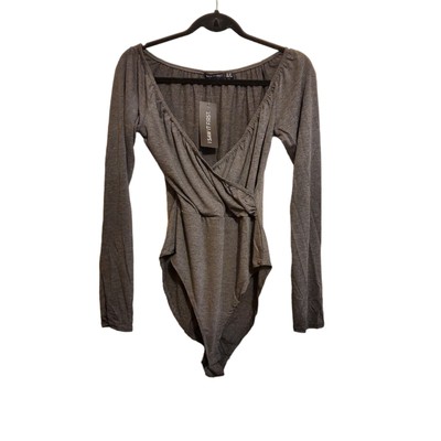 ASOS I Saw It First  SIZE 20 Plus size long sleeve bardot bodysuit in gray