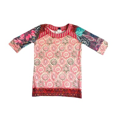 Maaji Rash Guard 3/4 Short Sleeve Patterned Surf Swim Shirt Top Girls Size 10