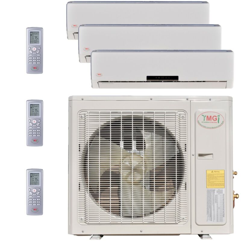 Ymgi Mini Split Air Conditioner Heat Pump Ductless 3 Zone 9000 12000 18000 Btu