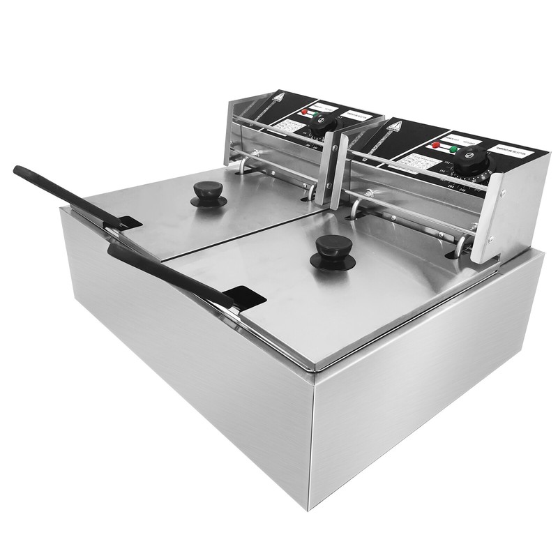 Commercial Deep Fryer Electric  Large Capacity Countertop Fryer Stainless Steel